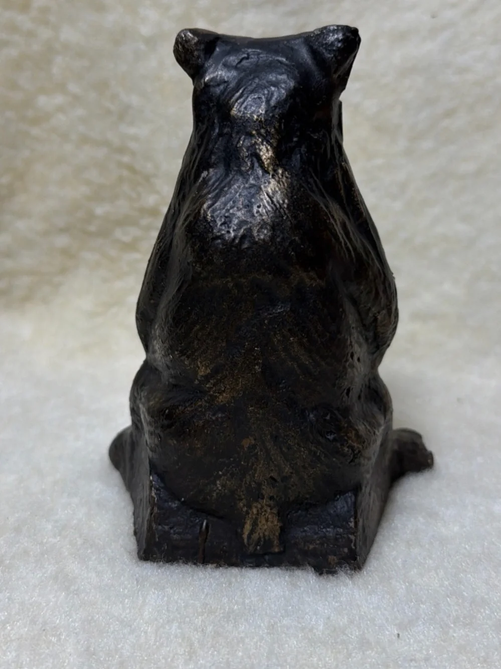Vintage Bronze-Tone Reading Bear Figurine Home Accent One Bookend